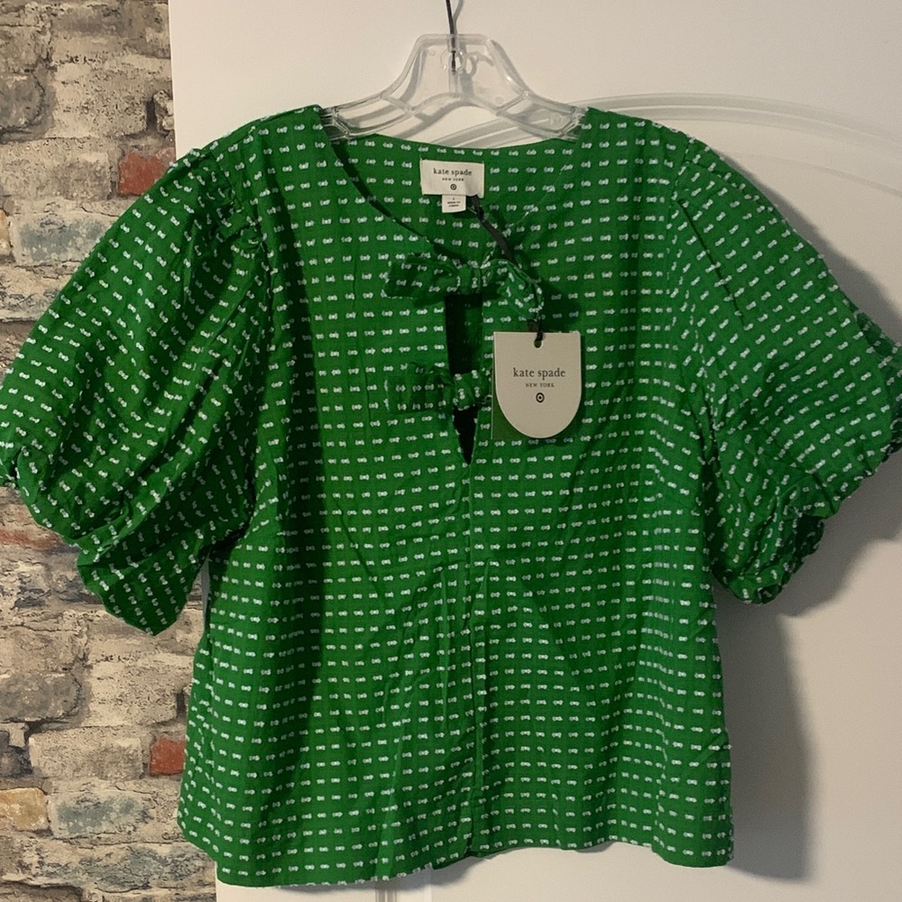 Kate Spade Emerald Green Textured Blouse